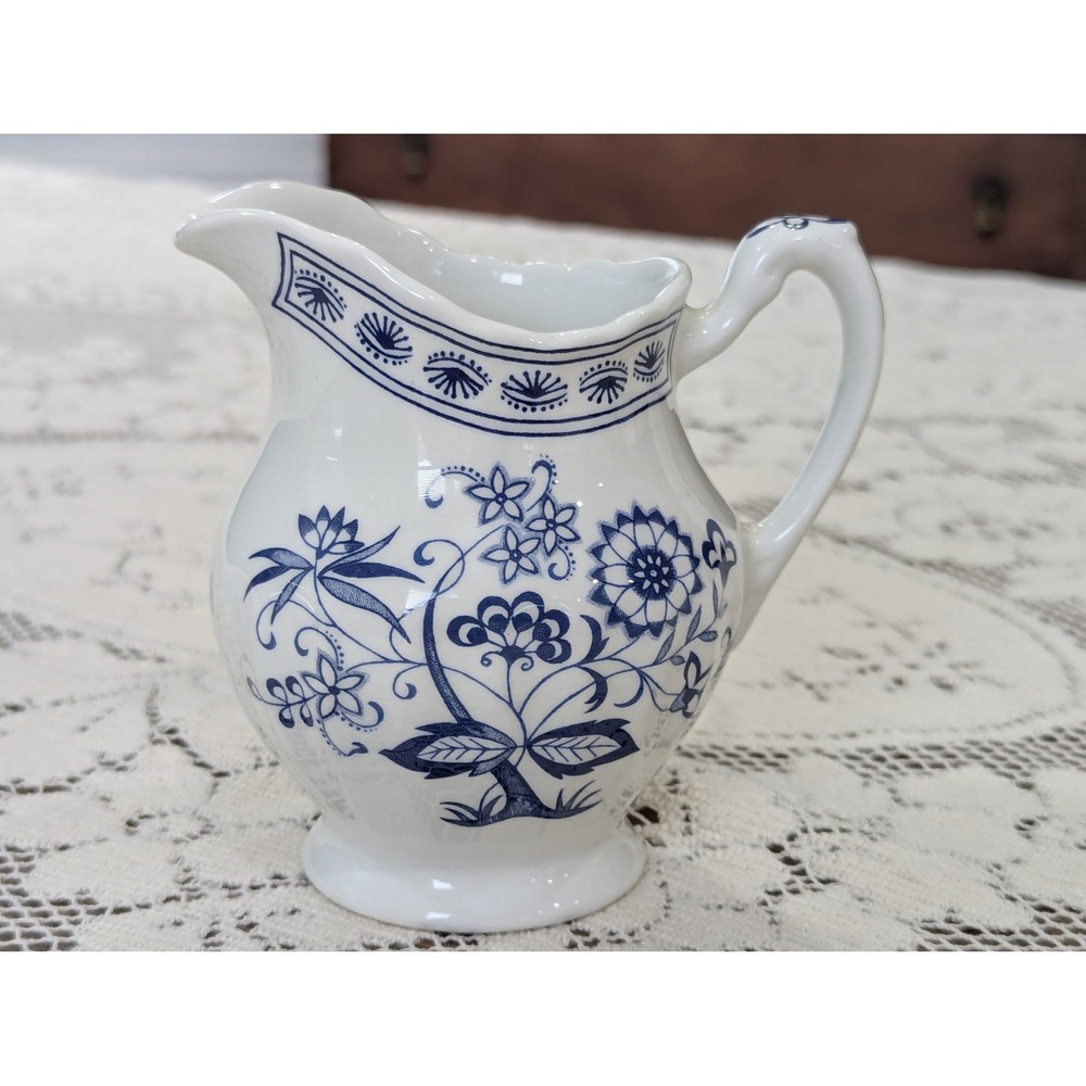 Vintage Creamer Small Blue J&G Meakin Blue Nordic Onion Pattern Ironstone - Picture 7 of 15